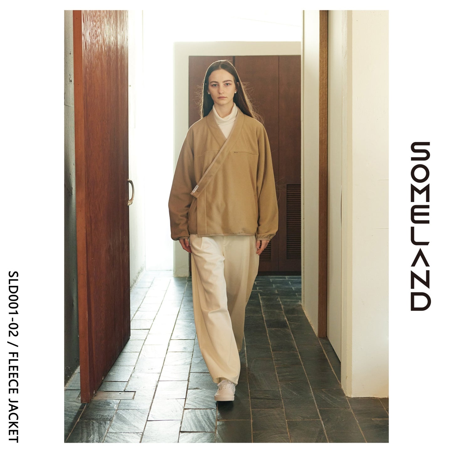 y-COLLAR FLEECE JACKET / BEIGE