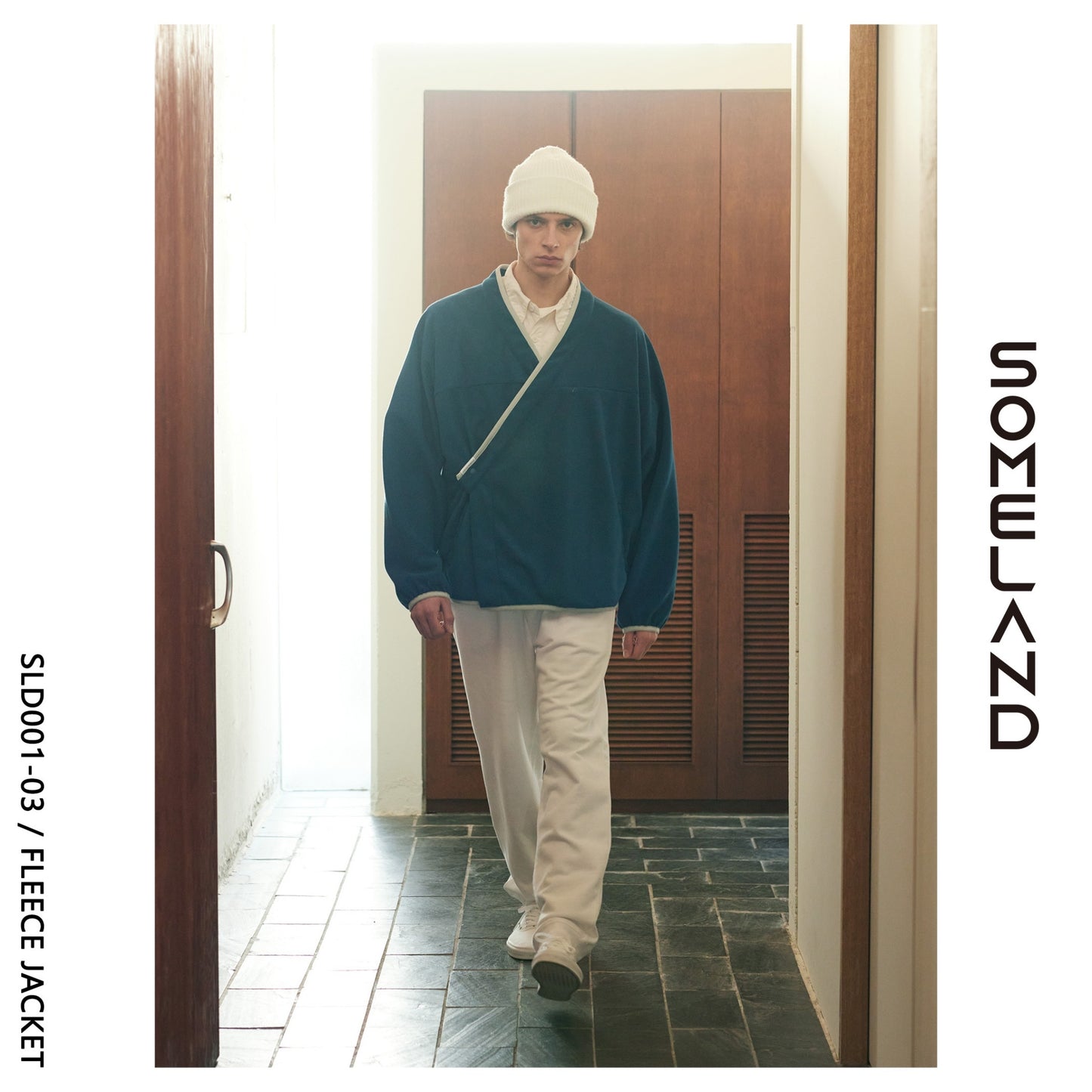 y-COLLAR FLEECE JACKET / BLUE