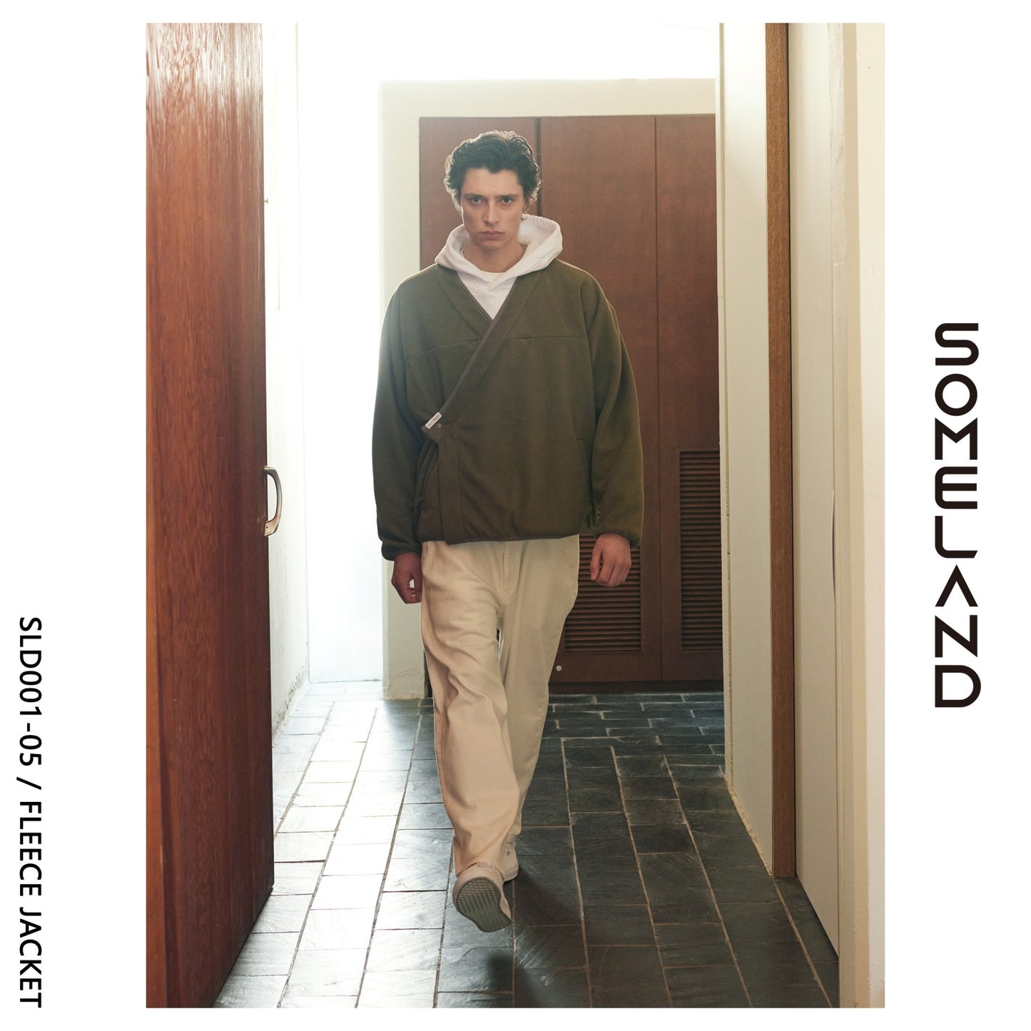 y-COLLAR FLEECE JACKET / KHAKI