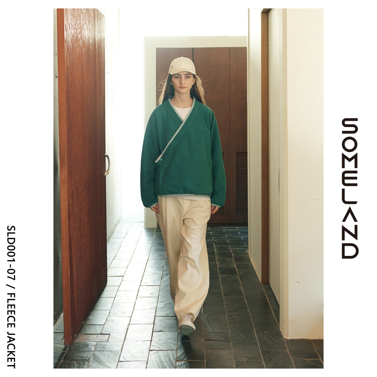 y-COLLAR FLEECE JACKET / TURQUOISE GREEN