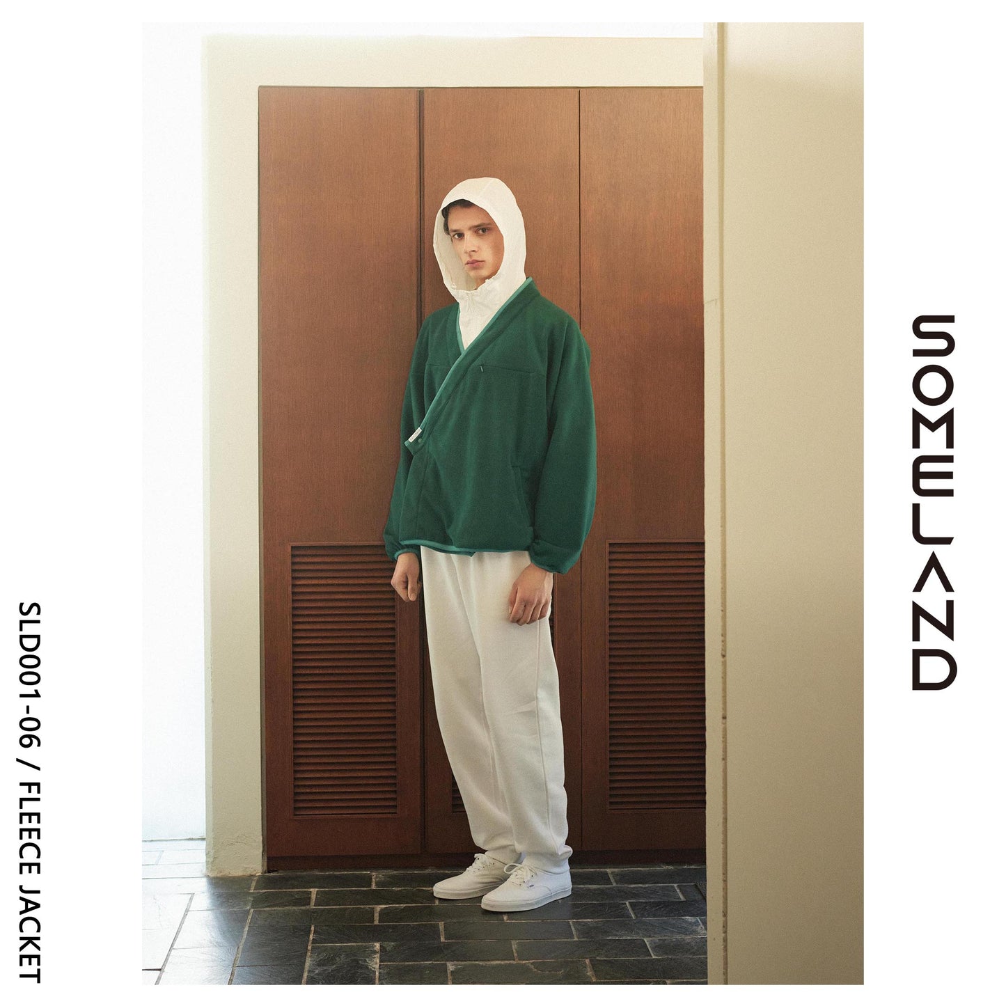 y-COLLAR FLEECE JACKET / DEEP GREEN