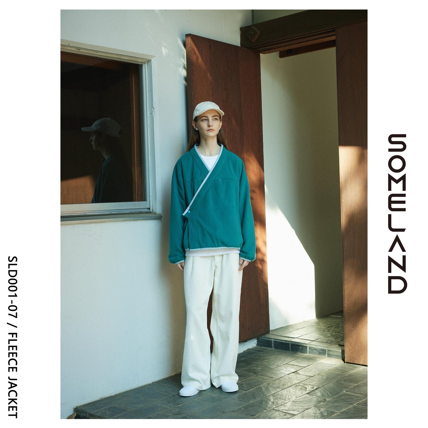 y-COLLAR FLEECE JACKET / TURQUOISE GREEN