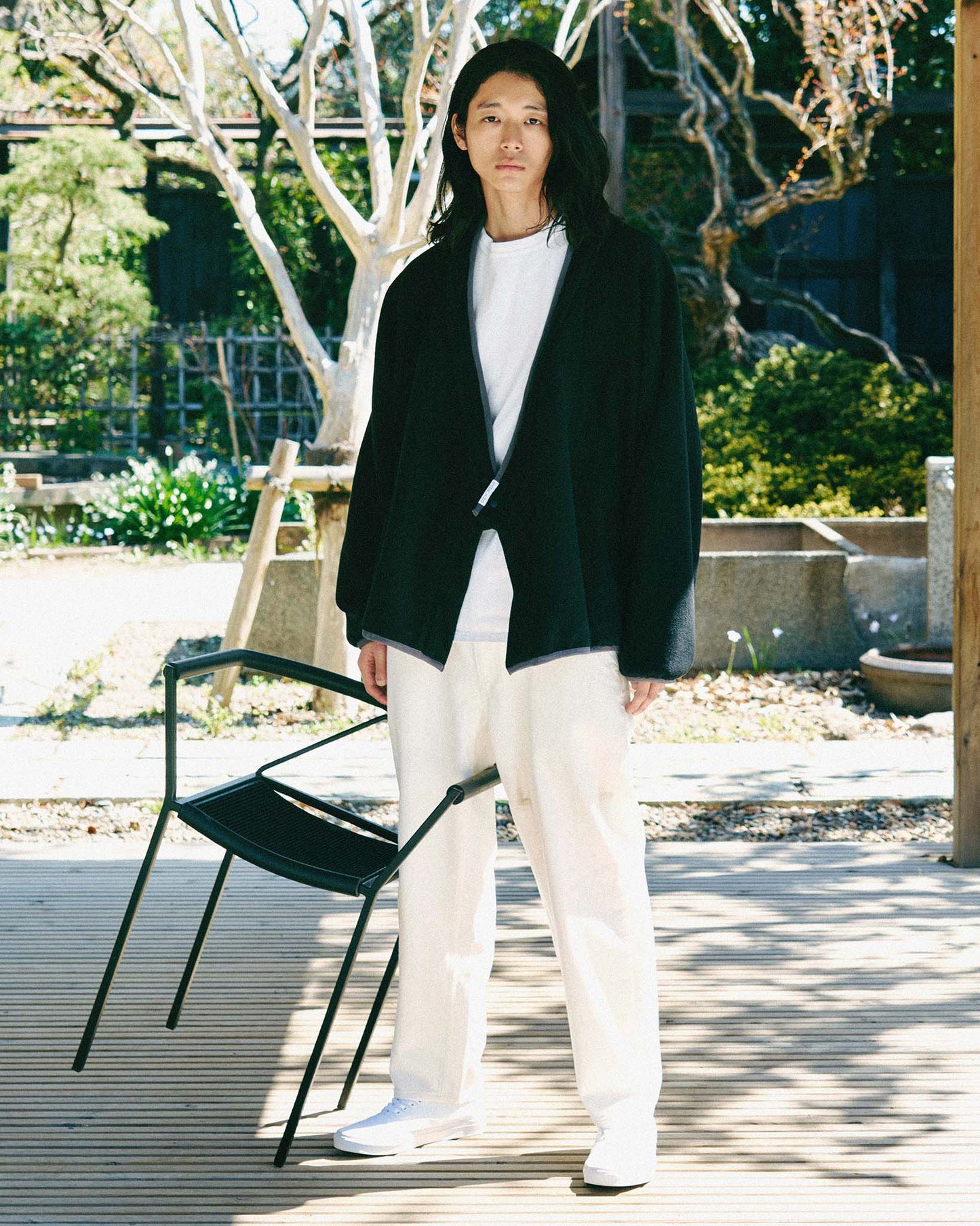 y-COLLAR FLEECE JACKET(001B) / BLACK