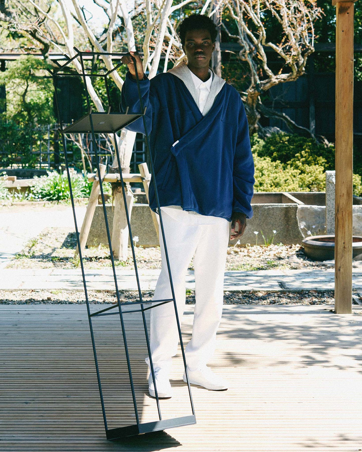 y-COLLAR FLEECE JACKET(001B) / NAVY