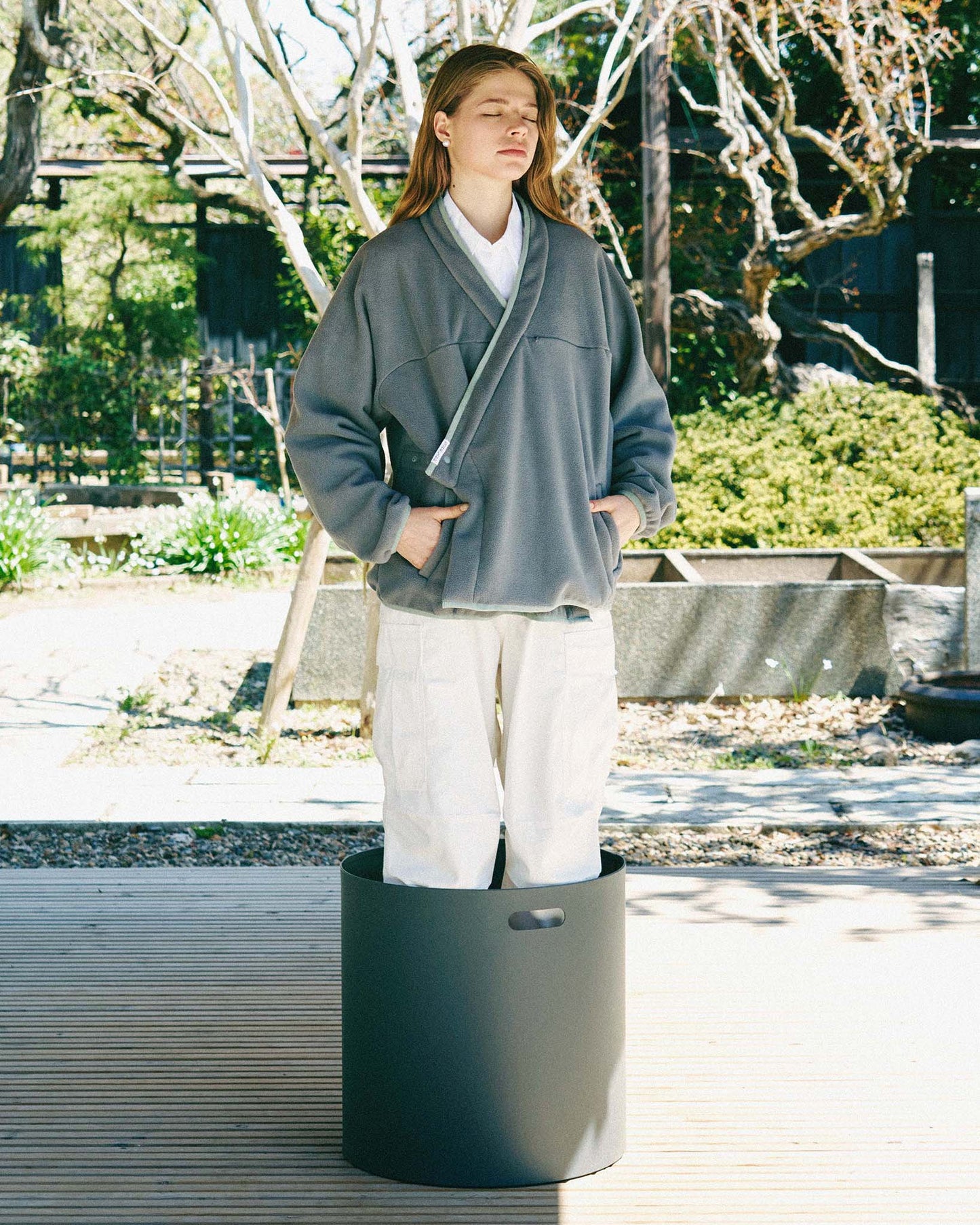 y-COLLAR FLEECE JACKET(001B) / GRAY