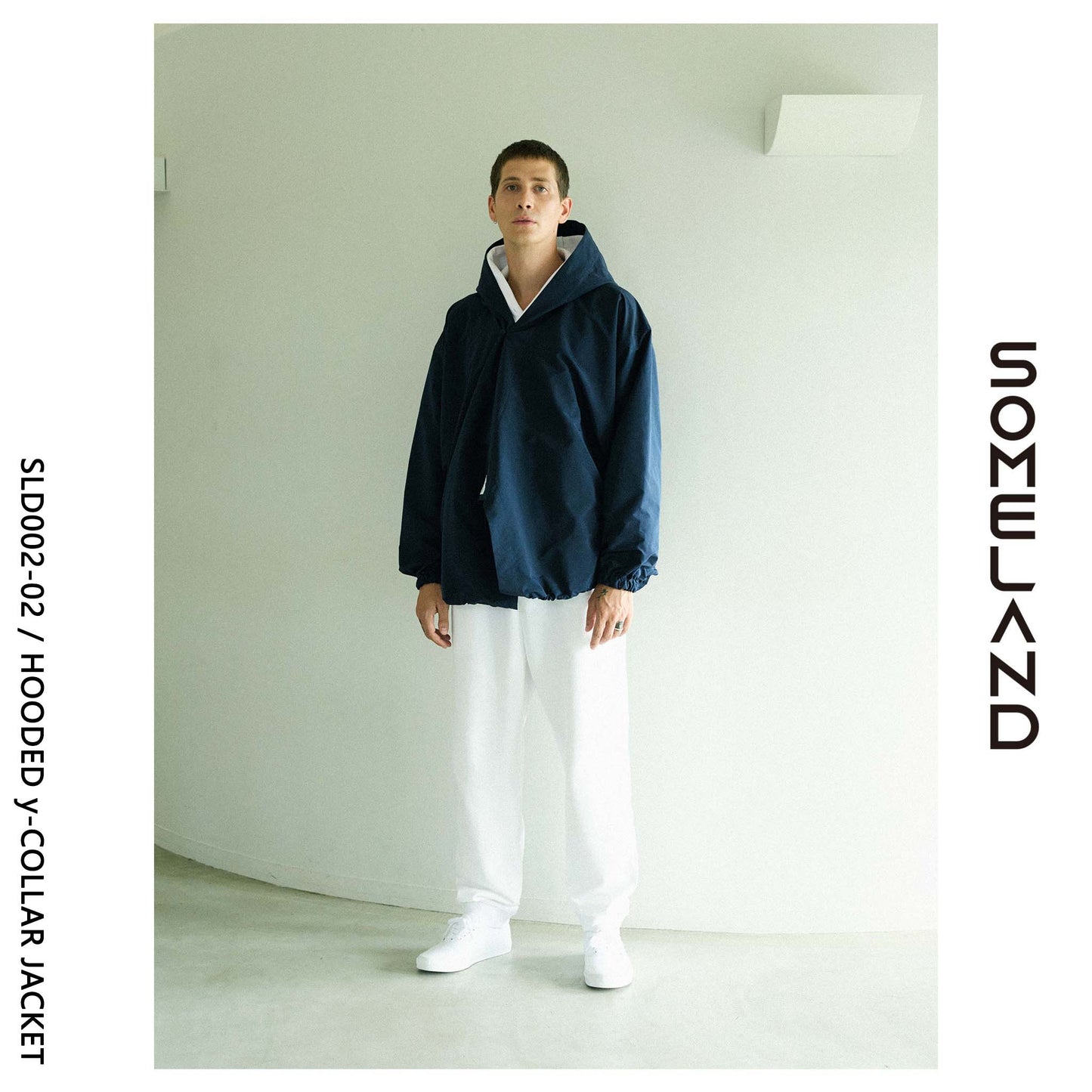 y-COLLAR HOODIE JACKET / NAVY